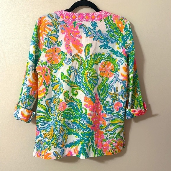 Lilly Pulitzer Amelia Island Tunic Top Casa Marina Print Preppy Resort Sz Small - Picture 2 of 11